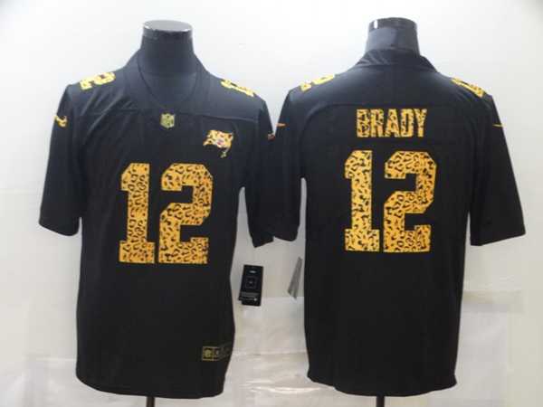 Men%27s Tampa Bay Buccaneers #12 Tom Brady 2020 Black Leopard Print Fashion Limited Football Stitched Jersey Dzhi->tennessee titans->NFL Jersey
